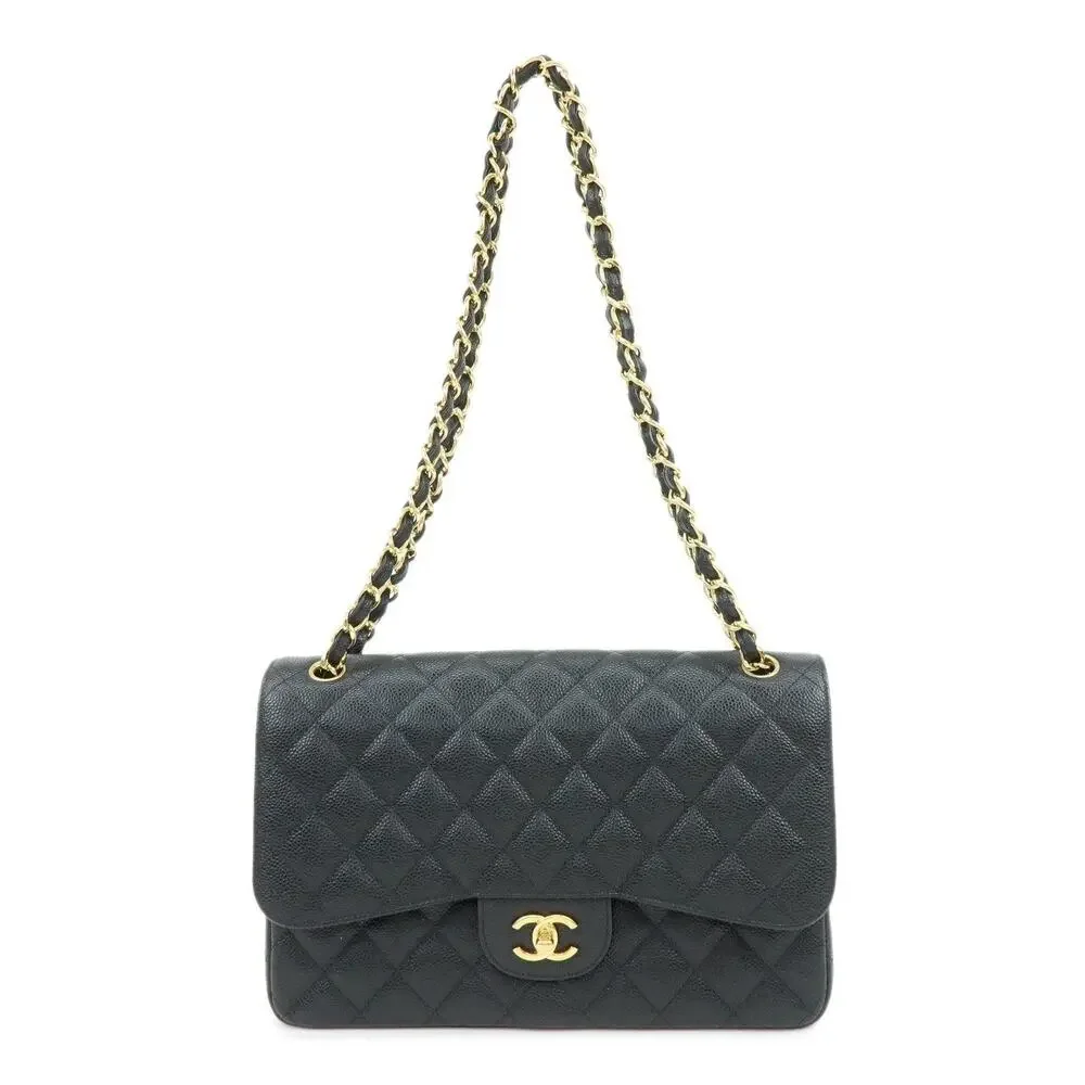 Chanel Caviar Leather Classic Jumbo Double Flap Bag Black